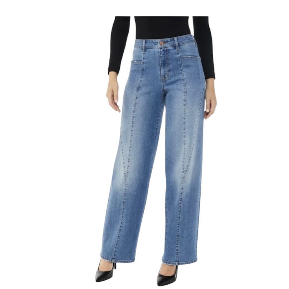 Sofia Vergara Super HighRise‎ Jean Diana Palazzo 18 Med Blue Baggy Wide Leg Y2K